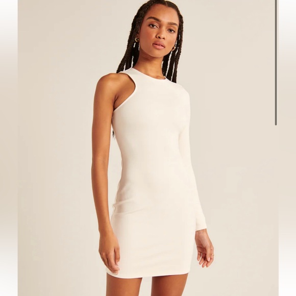 Abercrombie Asymmetrical One-Shoulder Ponte Mini Dress - Picture 1 of 5
